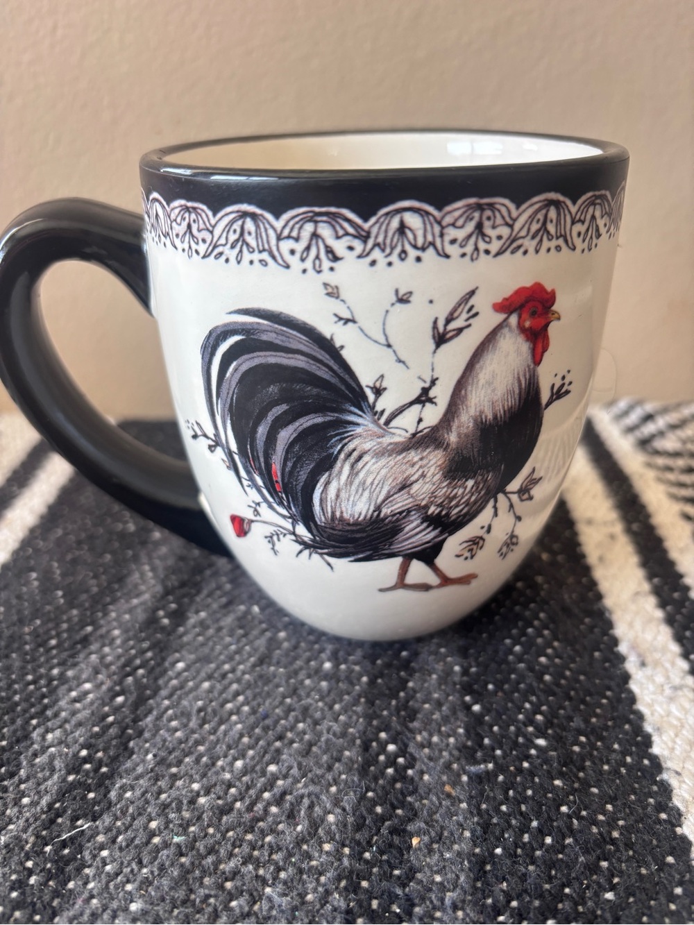 Cracker Barrel Rooster Ceramic Mug - Black, White & Red